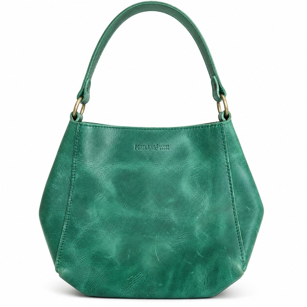 Portland Leather Goods Green Distressed Leather Triangle Hobo Shoulder Bag Purse